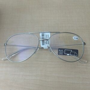 Anthropologie Matte Wire Aviator Glasses, 1.5x